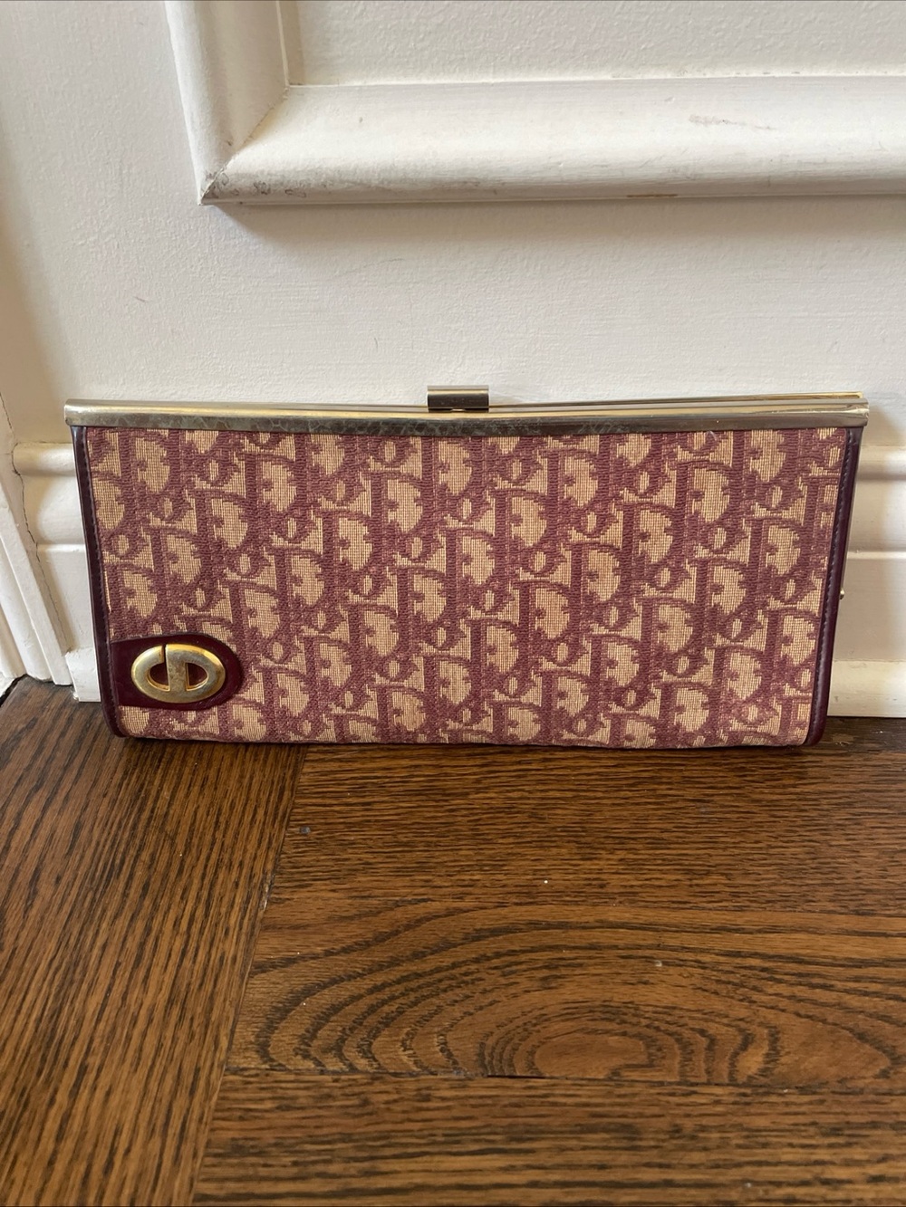 Christian Dior Clutch Bag Red Brown Oblique Monogram Canvas Italy 4006816